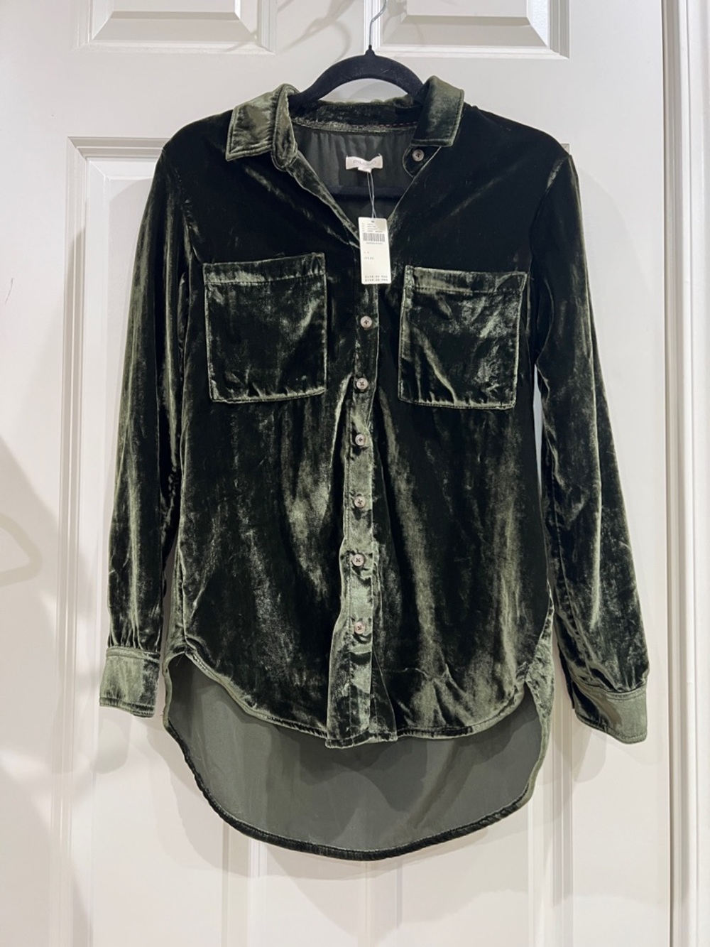 Anthropologie Pilcro velvet button down long sleeve, petite large